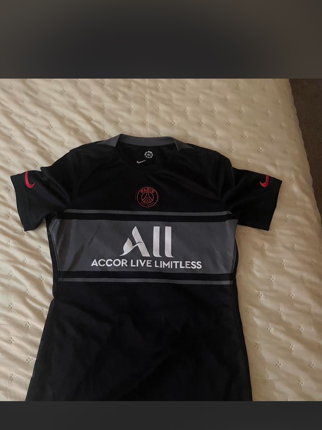 Nike Black Training Jersey With Gray Chest Panel And Red Accents Accepting Offe